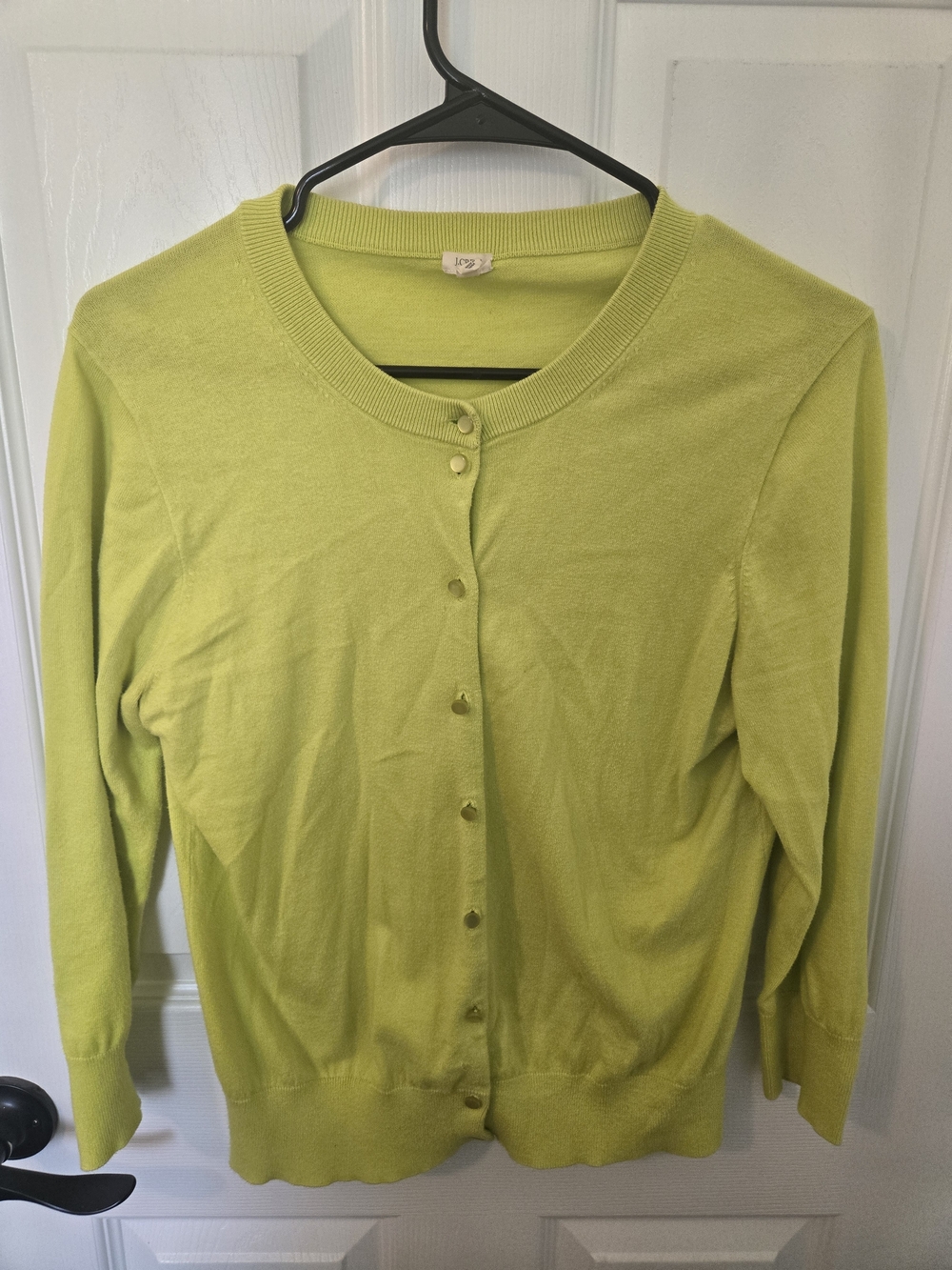 J. Crew Chartreuse Clare Button-Front Women's Cardigan Size Large